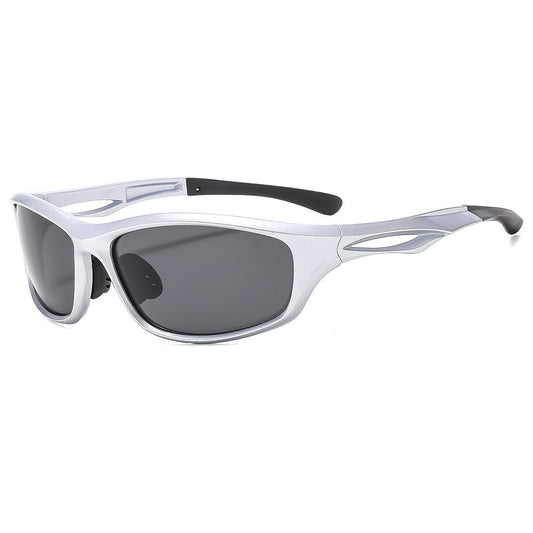 Occhiali da Ciclismo Unisex Techsuit 9309, Polarizzati, Argento Grigio