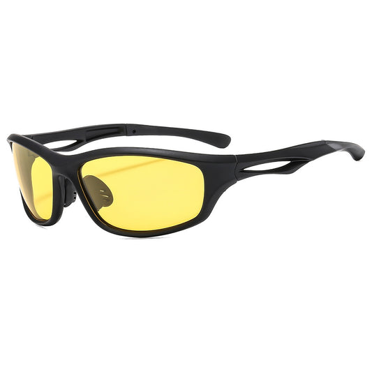 Occhiali da Ciclismo Unisex Techsuit 9309, Polarizzati, Neri Gialli