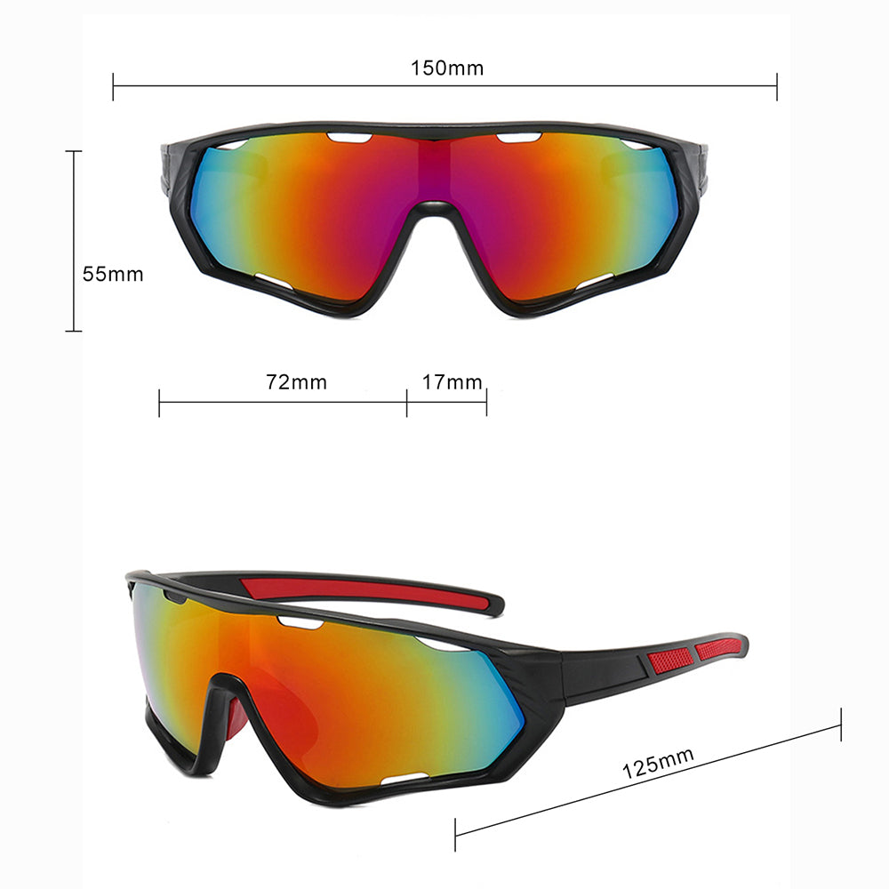 Occhiali da Ciclismo Unisex Techsuit 9330, Neri Rossi