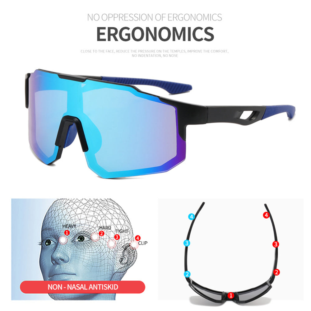 Occhiali da Ciclismo Unisex Techsuit 9337, Protezione UV, Neri Argento