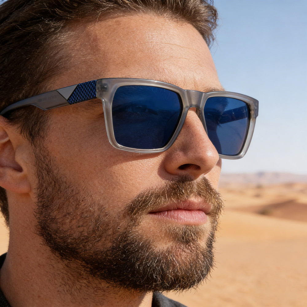 Occhiali da Sole Uomo Techsuit 8500, Polarizzati, Protezione UV, Nero Grigio