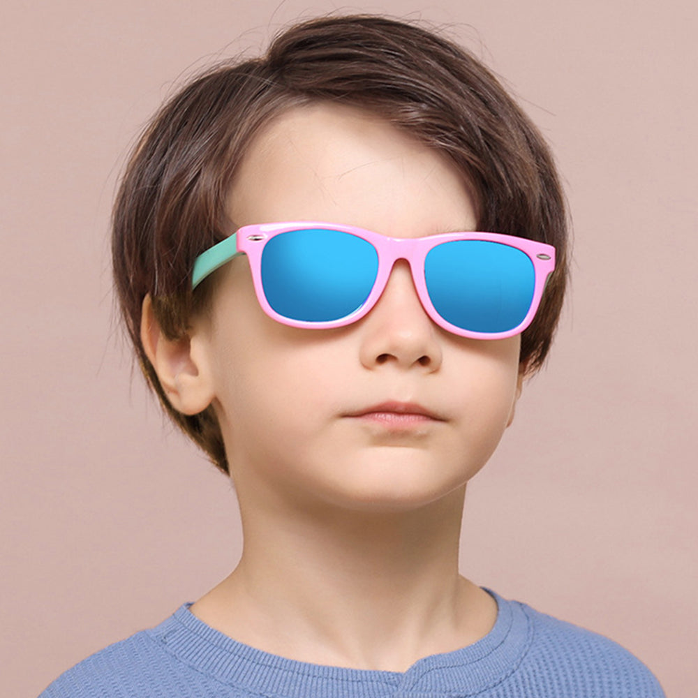 Occhiali da Sole Bambini Techsuit D802, Polarizzati, Protezione UV, Blu Gialli Arancioni