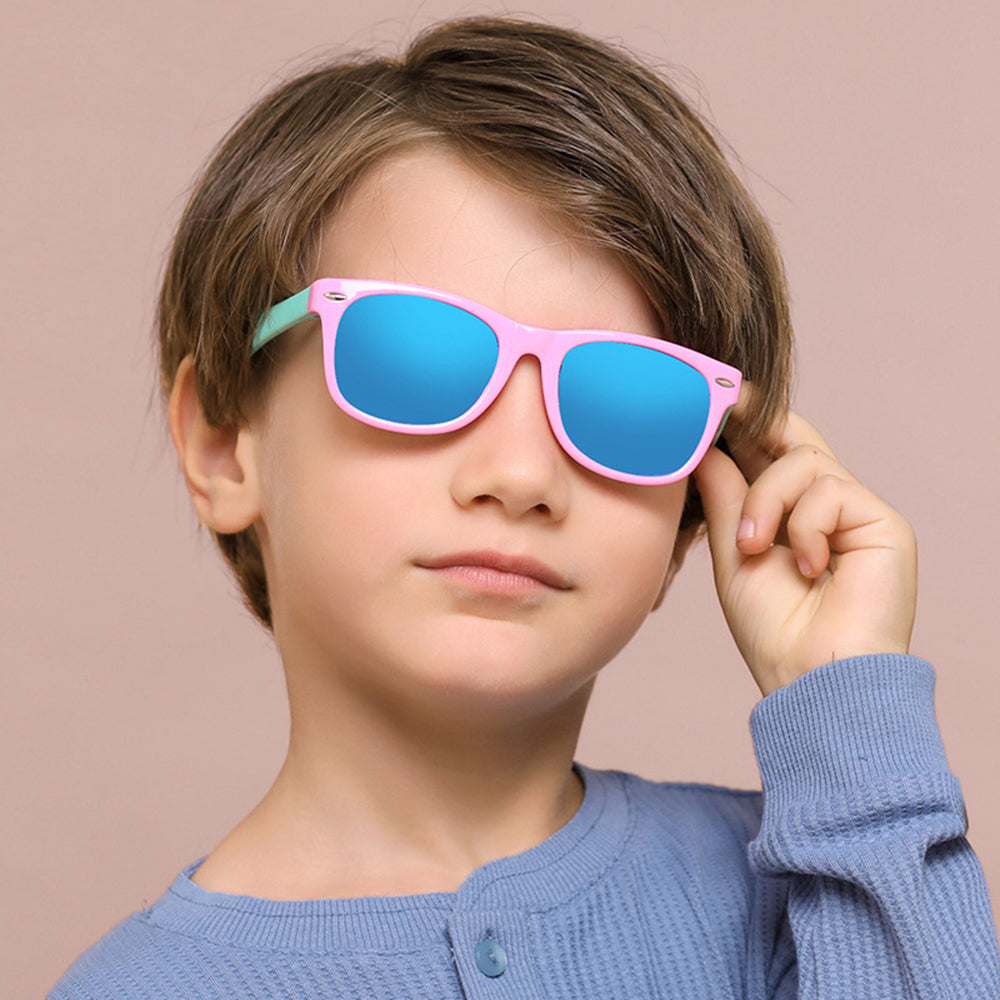 Techsuit D802 Kids Sunglasses, Polarized, UV Protection, Red White Green