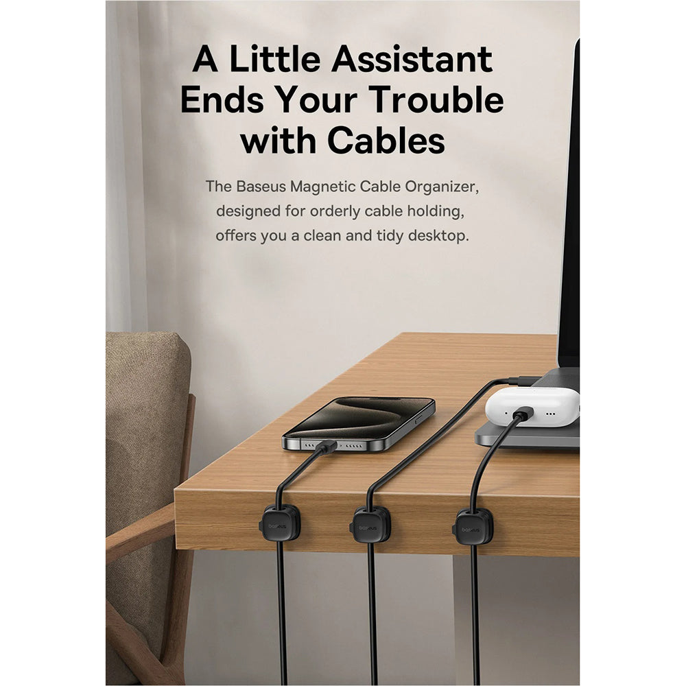 Organizzatore Cavi Baseus Lite Magnetic, Set 3 Pezzi, Bianco B01331106211-00