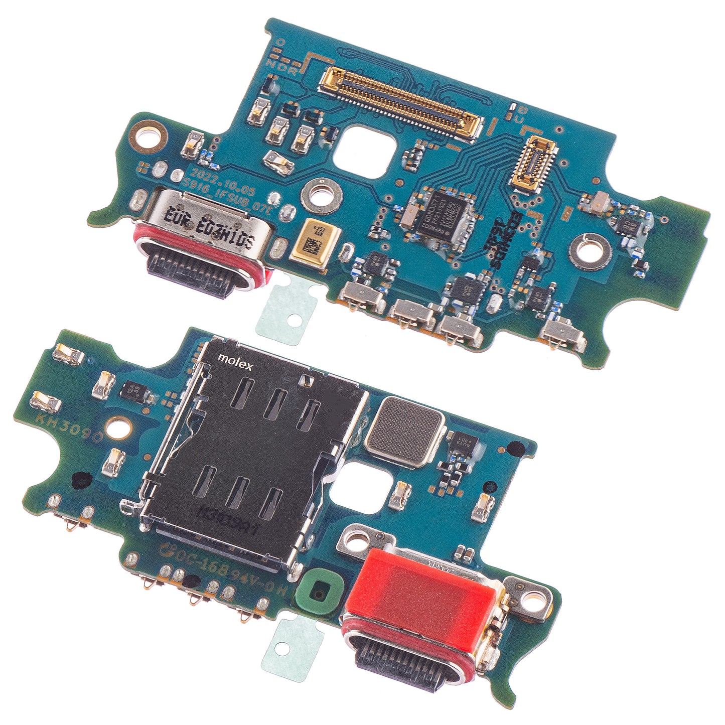 Scheda con connettore di ricarica - Microfono - Modulo lettore SIM Samsung Galaxy S23+ S916, Service Pack GH96-15620A 