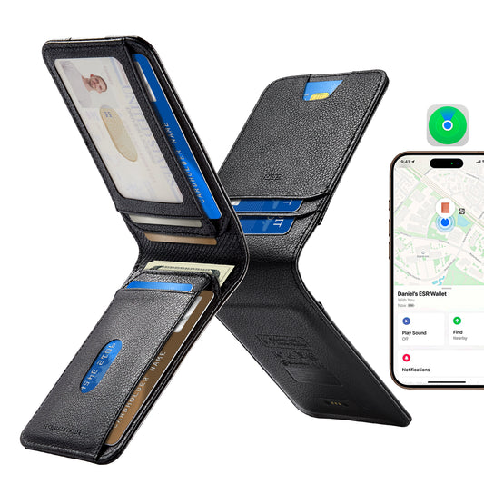 Portafoglio ESR Classic Geo con funzione Find My e Protezione RFID, Nero