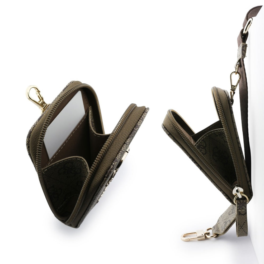 Portafoglio e Laccetto per Telefono Guess 4G Metal Logo, Marrone
