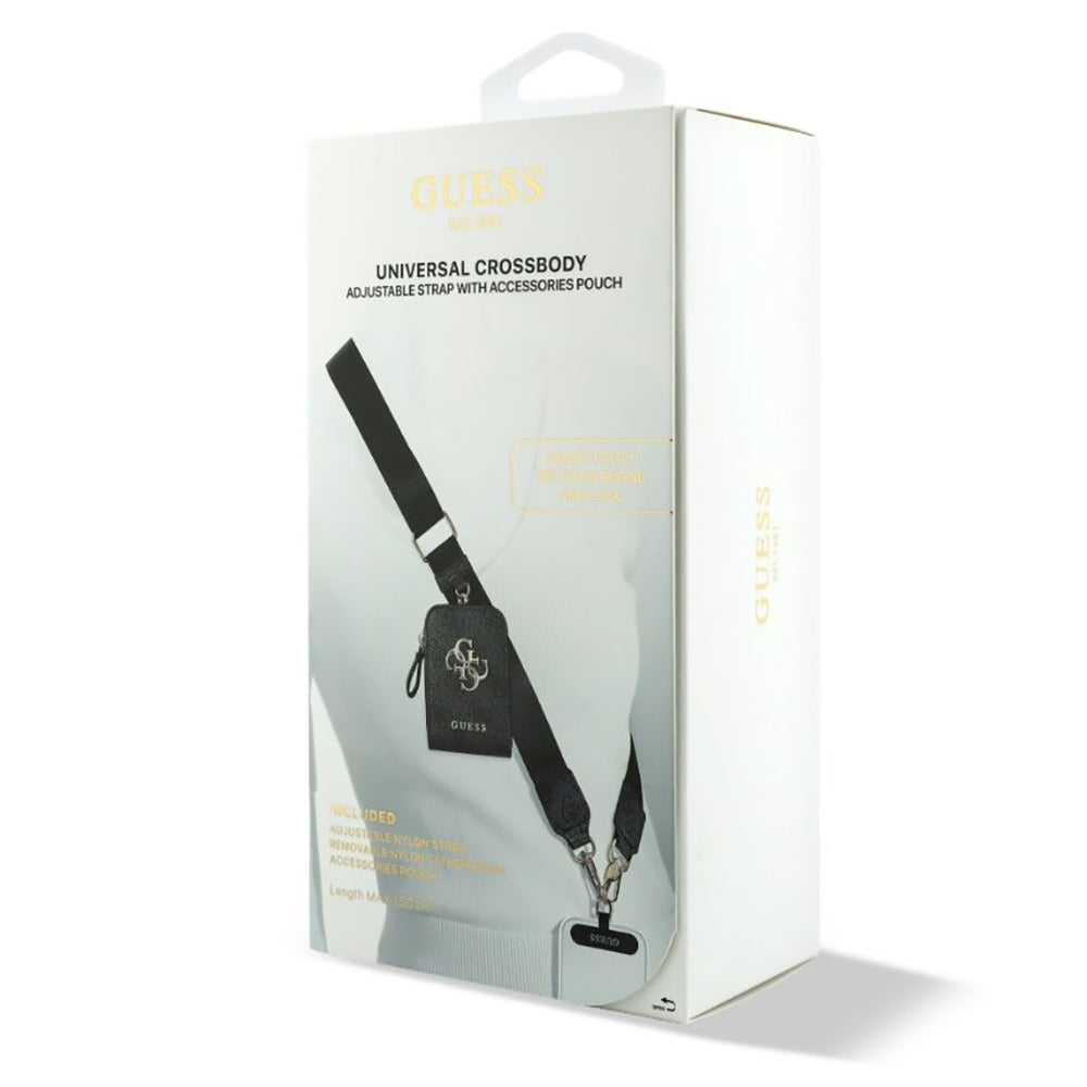 Portafoglio e Laccetto per Telefono Guess 4G Metal Logo, Nero