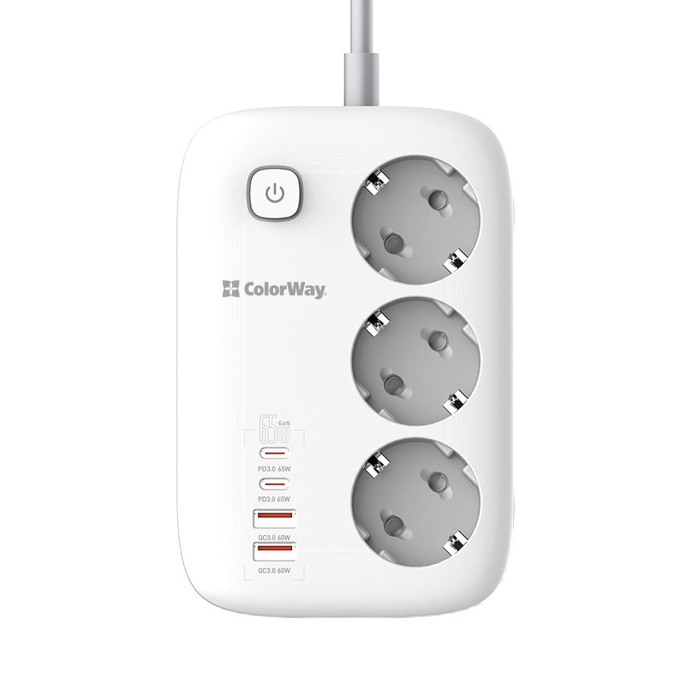 Prolunga ColorWay, 3 x Schuko, Bianco