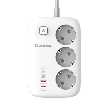 Prolunga ColorWay, 3 x Schuko, Bianco