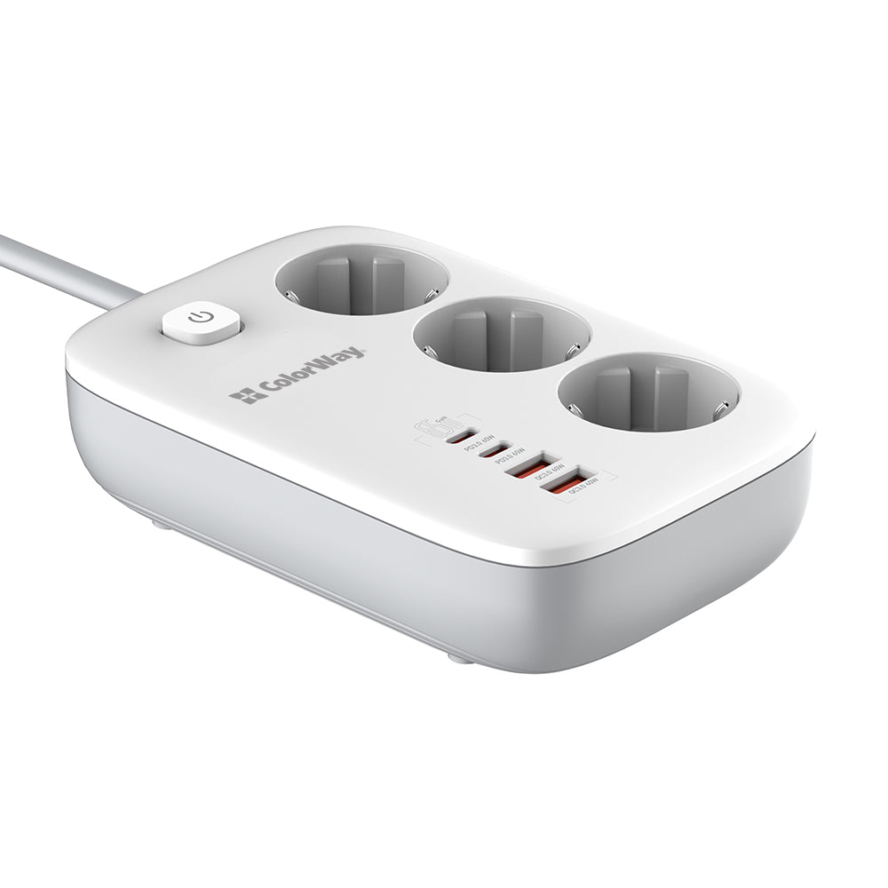 Prolunga ColorWay, 3 x Schuko, Bianco