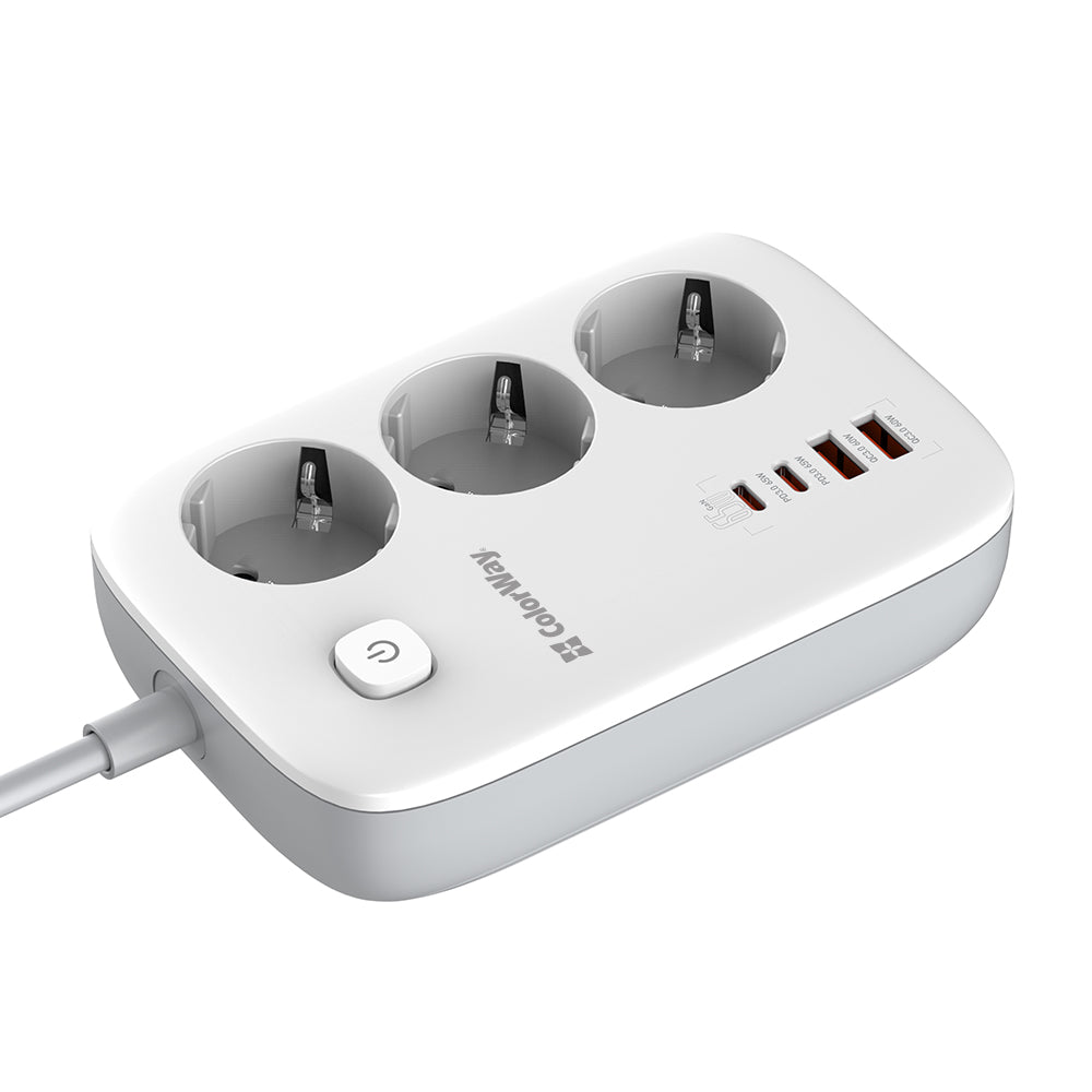 Prolunga ColorWay, 3 x Schuko, Bianco