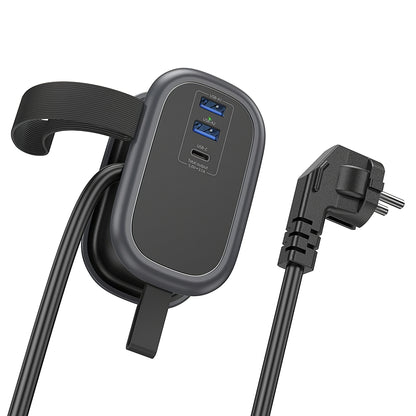 Caricatore di rete HOCO NS6, 2 x USB-A - 1 x USB-C - 1 x Schuko, nero