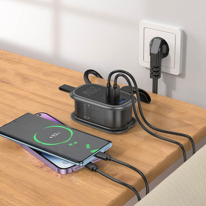 Caricatore di rete HOCO NS7, 2 x USB-A - 1 x USB-C - 1 x Schuko, nero 