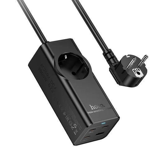 Prolunga HOCO NS9, 1 x Schuko, Nero