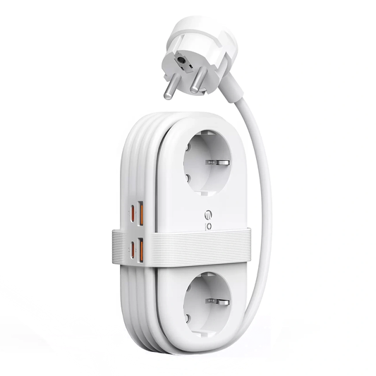 Prolunga Orico AP3, 2 x Schuko - 2 x USB-A - 2 x USB-C, Bianco