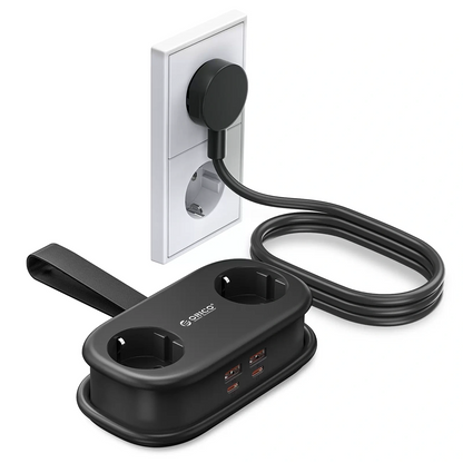 Prolunga Orico AP3, 2 x Schuko - 2 x USB-A - 2 x USB-C, Nero