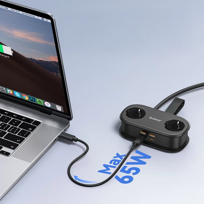 Prolunga Orico AP3, 2 x Schuko - 2 x USB-A - 2 x USB-C, Nero