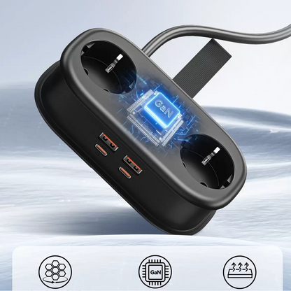 Prolunga Orico AP3, 2 x Schuko - 2 x USB-A - 2 x USB-C, Nero