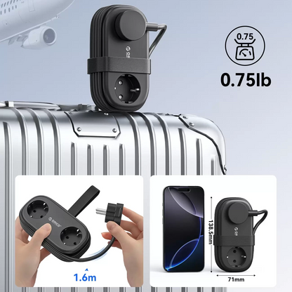 Prolunga Orico AP3, 2 x Schuko - 2 x USB-A - 2 x USB-C, Nero