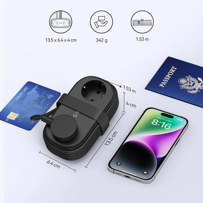 Prolunga Orico APP, 2 x Schuko - 2 x USB-A - 1 x USB-C, Nero