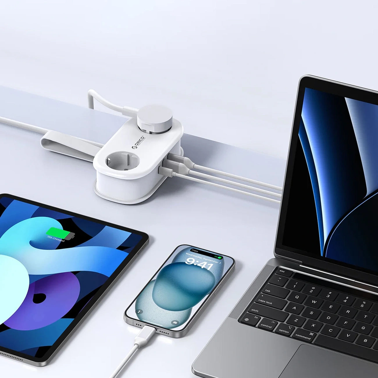 Prolunga Orico APP, 2 x Schuko - 2 x USB-A - 1 x USB-C, Bianco