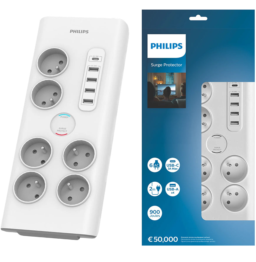 Caricatore di rete Philips, 4 x USB-A - 1 x USB-C - 6 x Schuko, bianco PHIL-SPN7060WA/60 