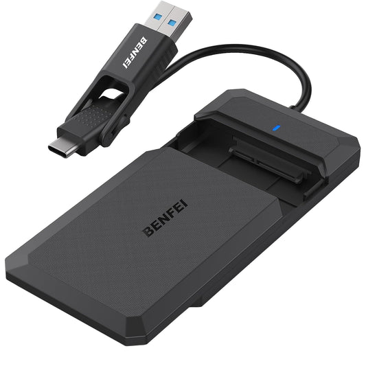 Rack Benfei per HDD / SSD SATA 2.5 pollici, USB-A / USB-C UASP, Nero