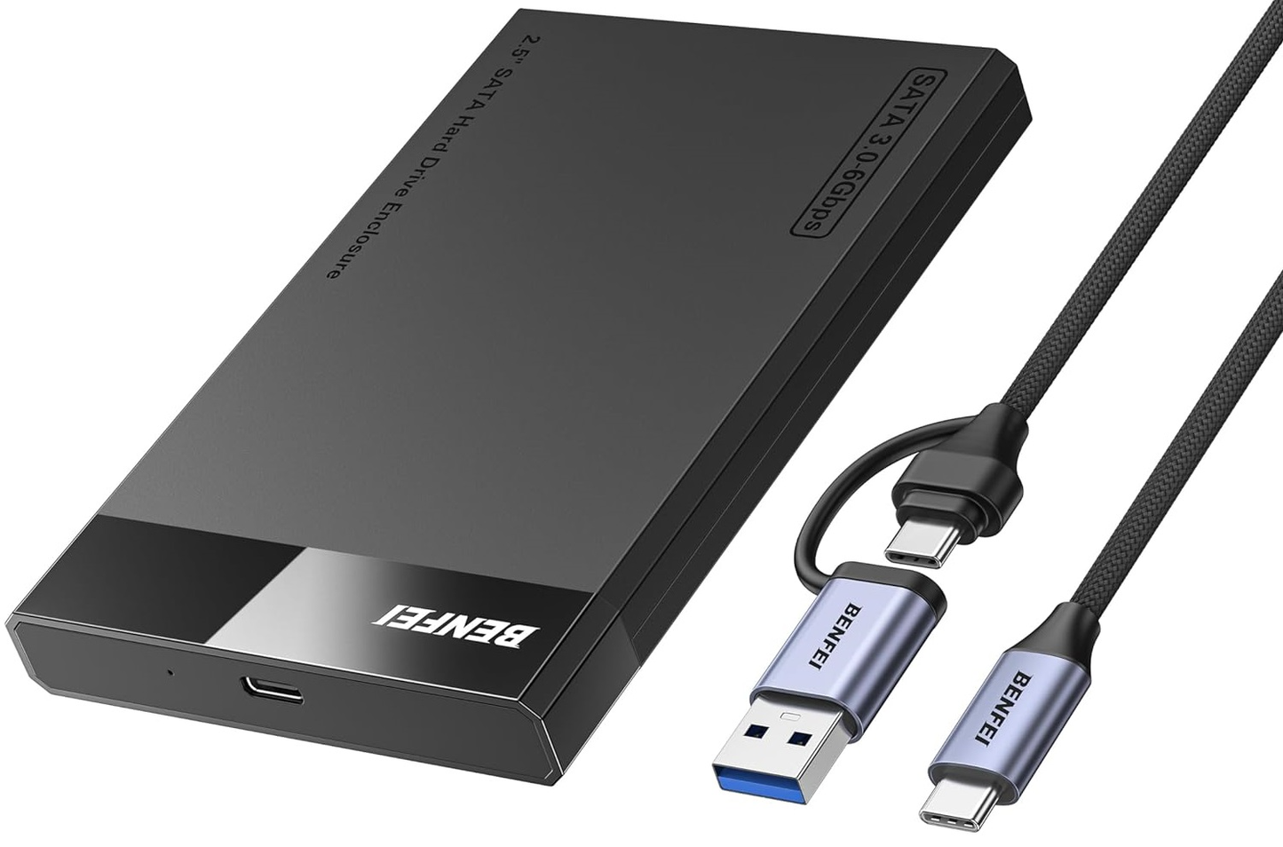 Rack Benfei per HDD / SSD SATA 2.5 pollici, USB-A / USB-C, Nero