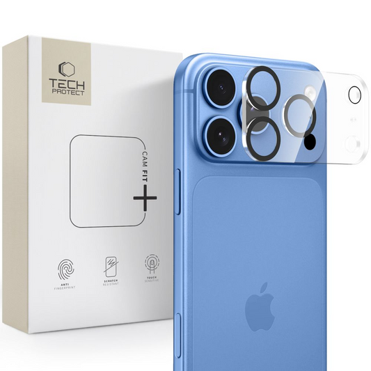 Cornice protettiva per fotocamera posteriore Tech-Protect Cam Fit+ per Apple iPhone 18 Pro, vetro temperato, trasparente