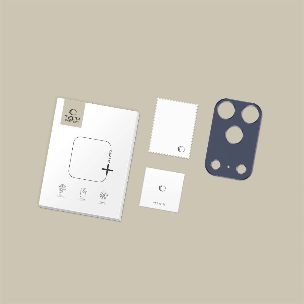 Cornice di protezione per la fotocamera posteriore Tech-Protect Camalloy Fit+ per Apple iPhone 17 Pro Max, Alluminio, Blu marino