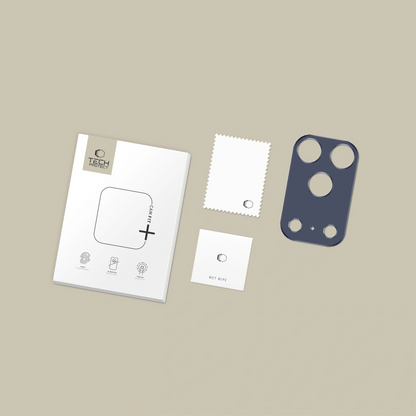 Cornice di protezione per la fotocamera posteriore Tech-Protect Camalloy Fit+ per Apple iPhone 17 Pro Max, Alluminio, Blu marino