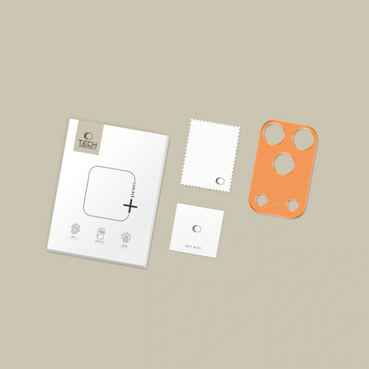 Cornice di protezione per la fotocamera posteriore Tech-Protect Camalloy Fit+ per Apple iPhone 17 Pro, Alluminio, Arancione