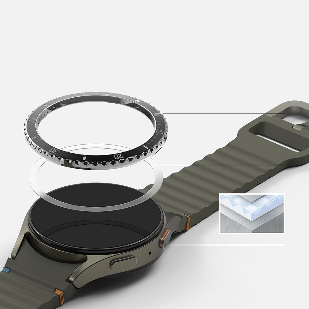 Cornice di Protezione Ringke Premium Styling per Samsung Galaxy Watch7 44mm, Modello 4, Nera