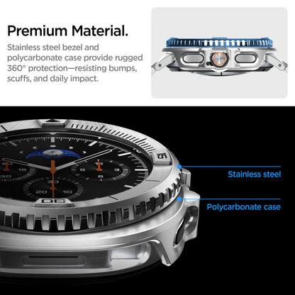 Cornice di Protezione Spigen Tune Pro Pilot per Samsung Galaxy Watch8 Classic, Argento ACS10017