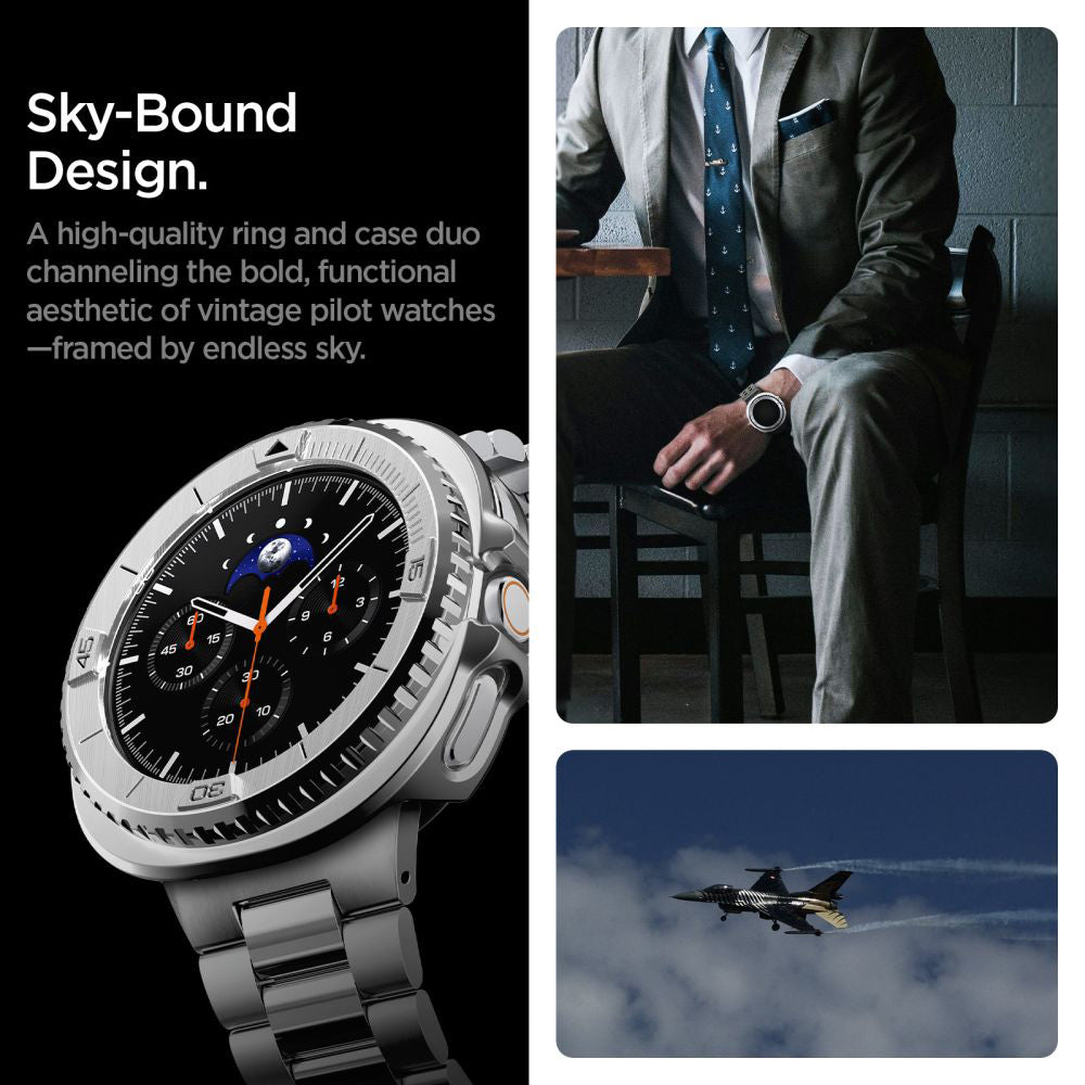 Cornice di Protezione Spigen Tune Pro Pilot per Samsung Galaxy Watch8 Classic, Argento ACS10017