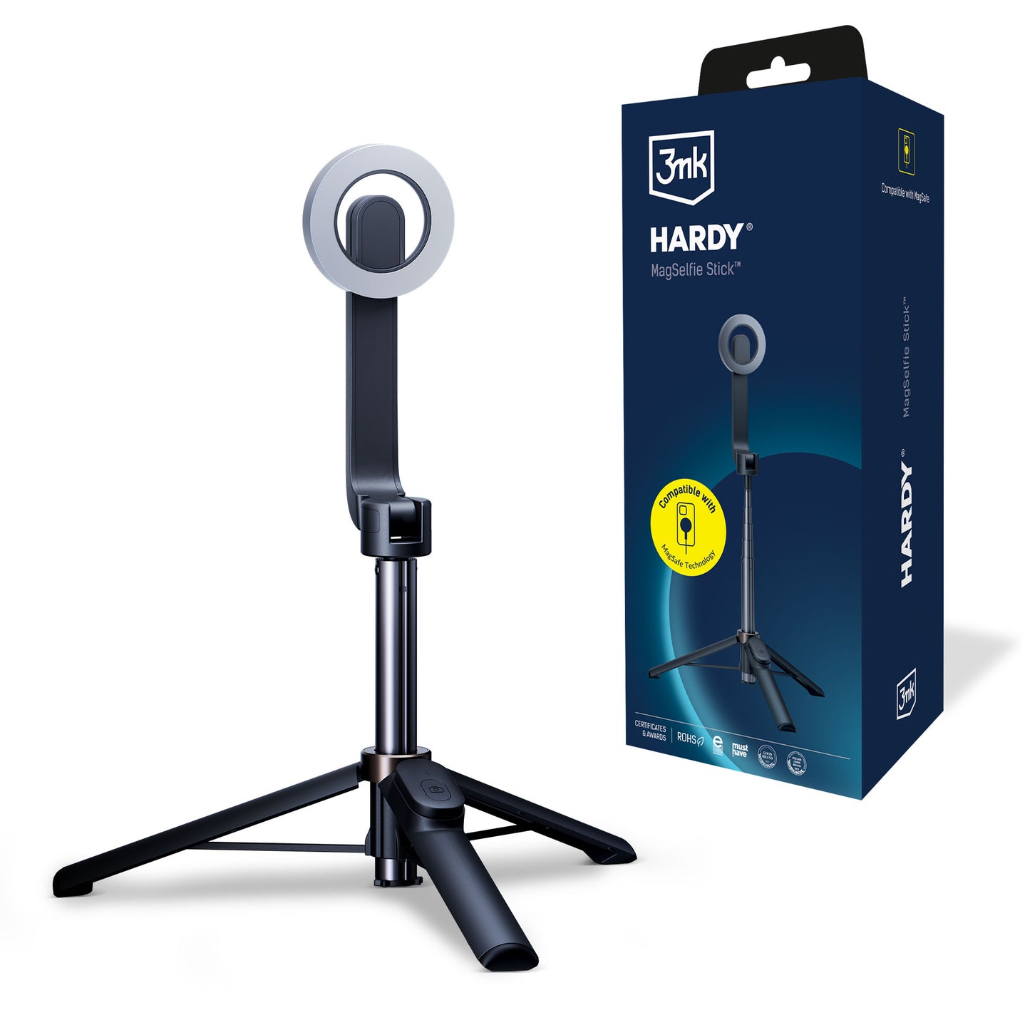 Selfie Stick Bluetooth 3MK Hardy MagSelfie, Universal, Black