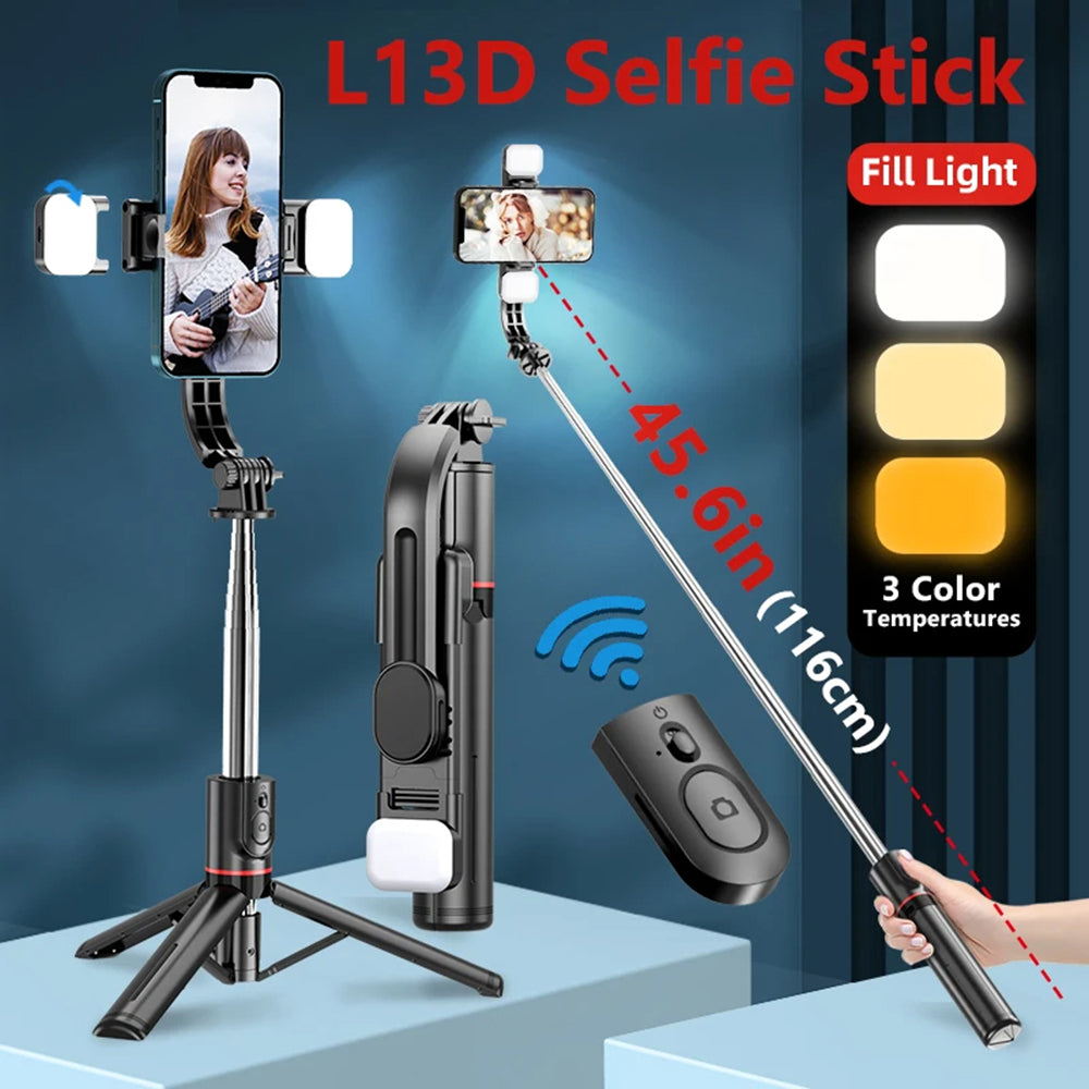 Selfie Stick Bluetooth Techsuit L13d, Universale, Nero