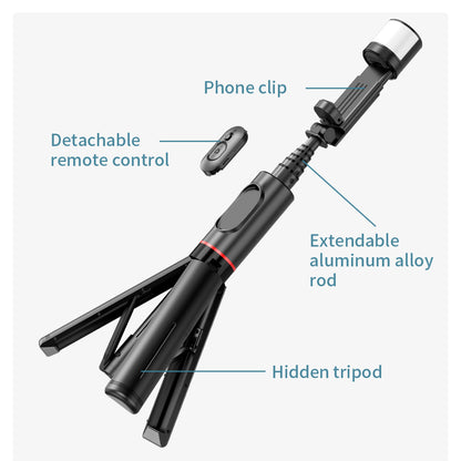 Selfie Stick Bluetooth Techsuit Q12S, Universale, Nero