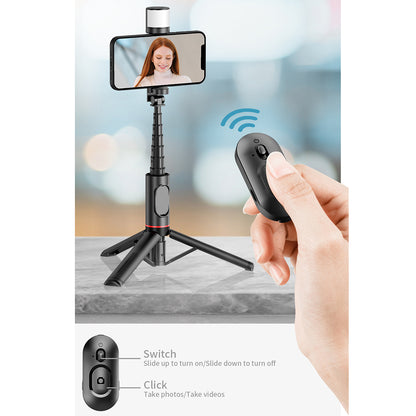 Selfie Stick Bluetooth Techsuit Q12S, Universale, Nero