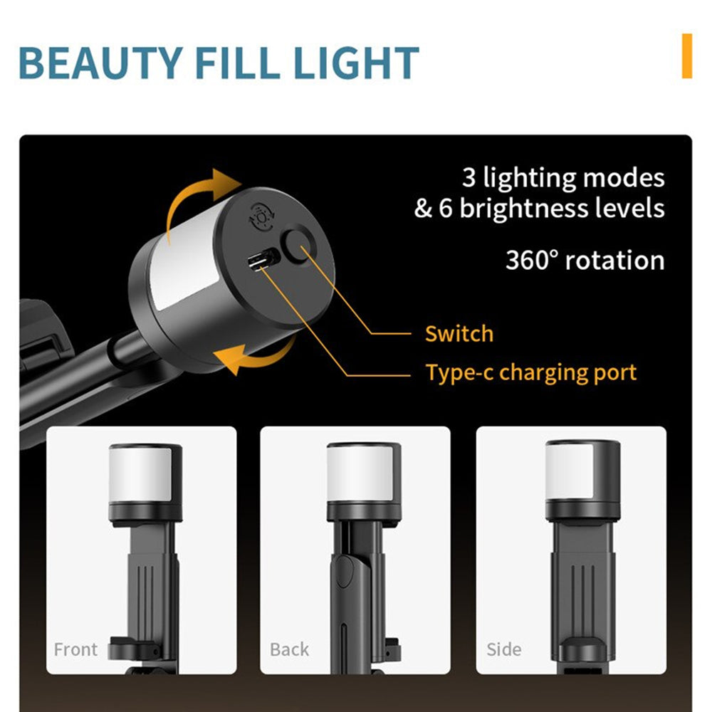 Selfie Stick Bluetooth Techsuit Q12S, Universale, Nero