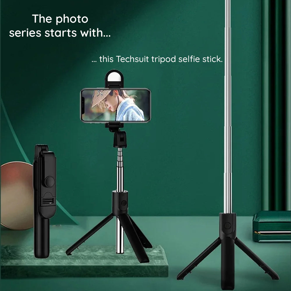 Selfie Stick Bluetooth Techsuit S05-S, Universale, Nero