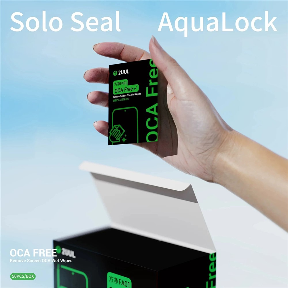 Salviette Umidificate per Pulizia 2UUL FA01 per rimozione Colla OCA / LOCA, Set 50 pezzi
