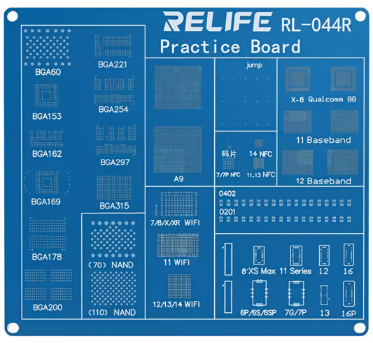 Scheda di esercitazione per lavorazioni BGA Relife RL-044R per serie Apple iPhone.