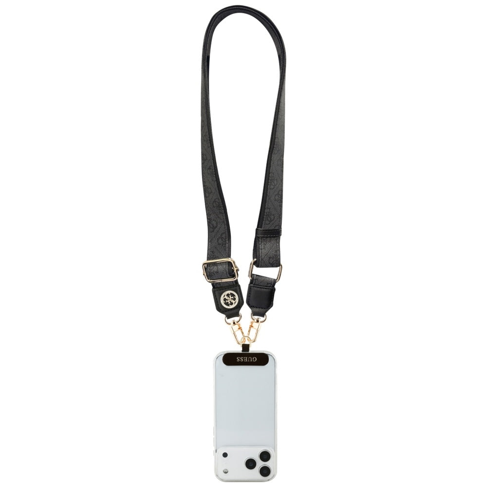 Cordino per Telefono Guess 4G Strass Logo Metallico, Nero