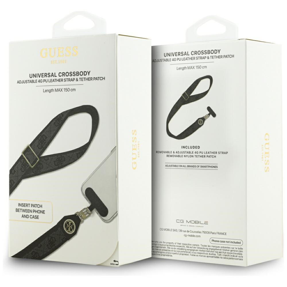 Cordino per Telefono Guess 4G Strass Logo Metallico, Nero