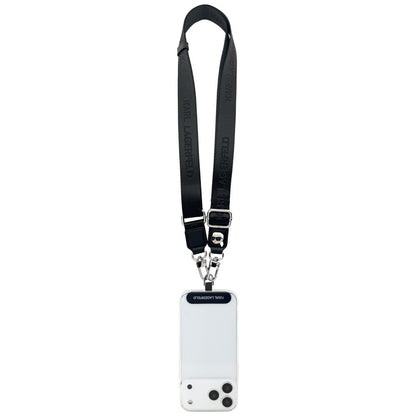 Karl Lagerfeld Phone Lanyard with Metal Logo, Black