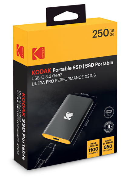 Solid State Drive (SSD Esterno) Kodak X210S, 250GB, Nero EKSSD250GX210SK