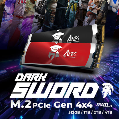 Solid State Drive (SSD) Dato Ares Dark Sword, NVME 1.4, PCIE Gen4x4, 2TB, Rosso ARSDSR-2TB