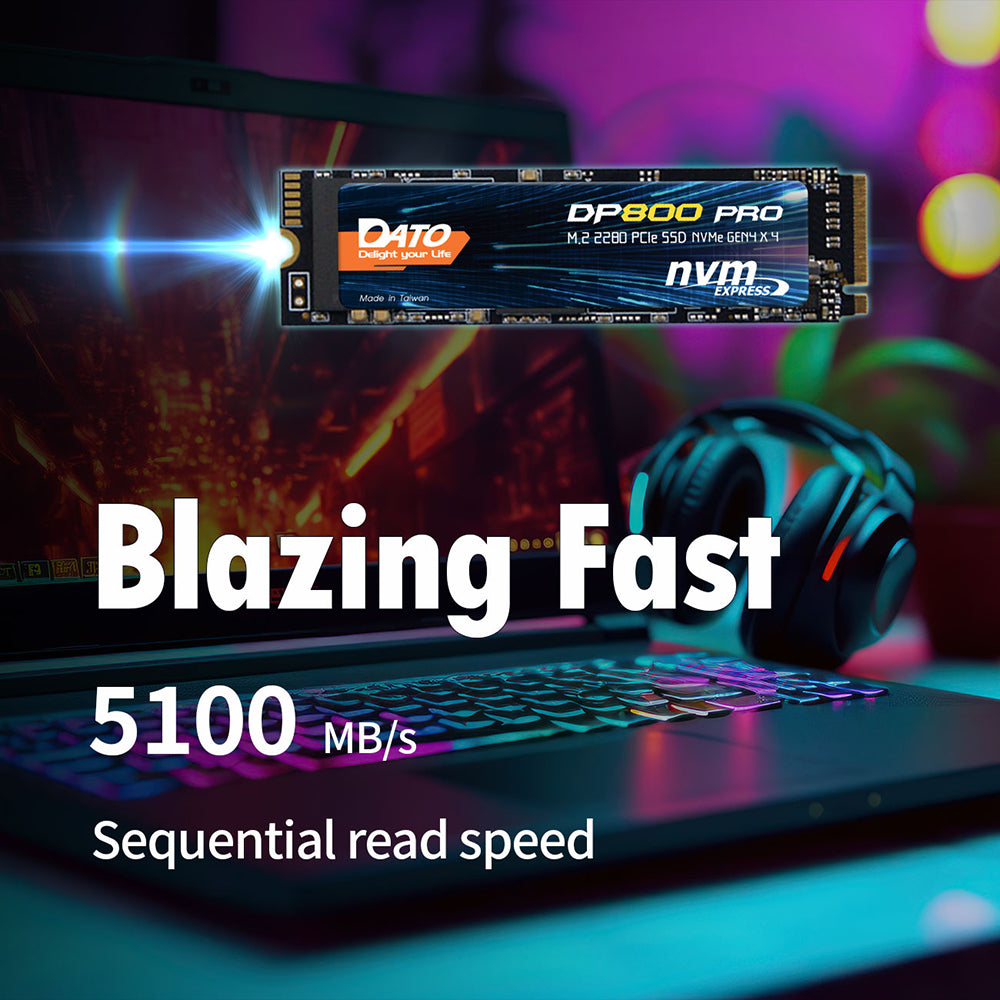 Solid State Drive (SSD) Dato DP800 Pro, NVME M.2 2280, PCIe, 4TB, Nero DP800PSSD-4TB